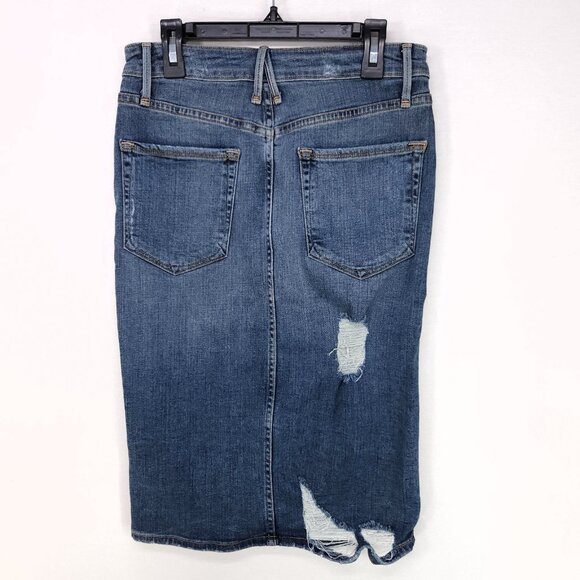 Good American Denim Pencil Skirt Size 6 Distress Stretch High Waist - Picture 2 of 11
